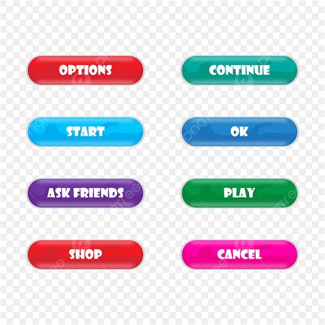 Game Ui Button Vector Hd Png Images Game Ui Buttons Set Game Ui