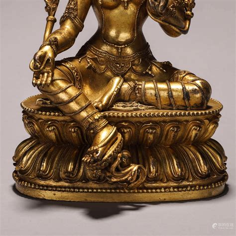 Bidlive A Gilding Copper Manjusri Buddha Statue