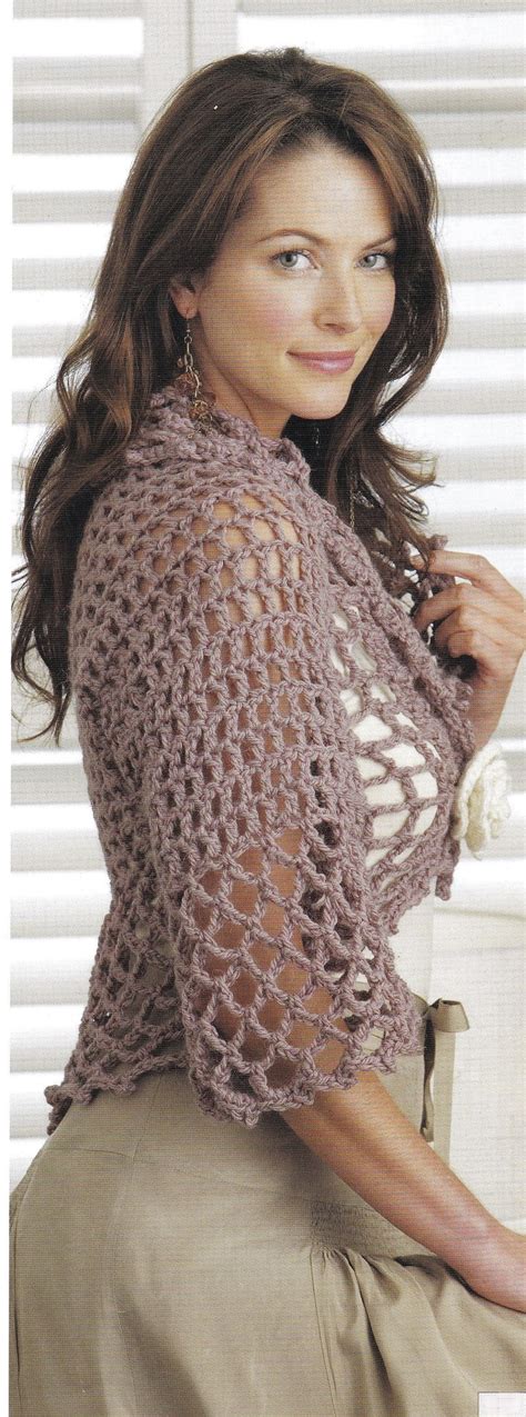 Vintage Shrug Crochet Pattern With Rose Etsy