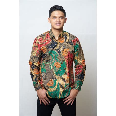 Jual Batik Trusmi Hafiyan Kemeja Motif Tanahan Pria Premium Tulis