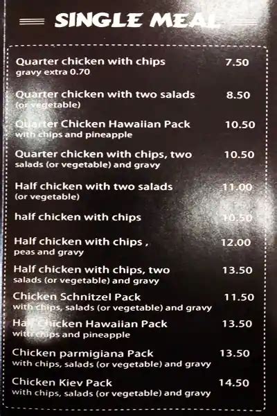 Menu At All Things Charcoal Chicken Fast Food Mooroolbark