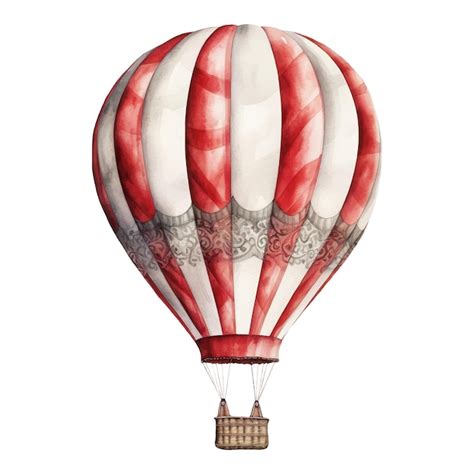 Premium Vector Watercolor Illustration Of A Red And White Hot Air