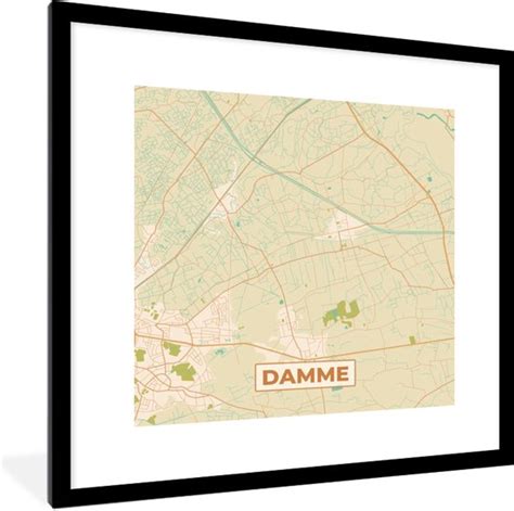 Fotolijst Incl Poster Damme Vintage Plattegrond Stadskaart