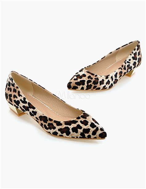 Leopard Print Pointed Toe Flats For Women Milanoo