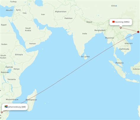 All Flight Routes From Kunming To Johannesburg Kmg To Jnb Flight Routes