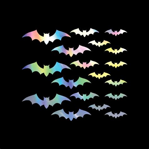 Rainbow Holographic Oil Slick Cut Halloween Bats For Stand Mixers