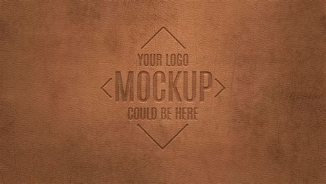 Free Psd Debossed Logo On Brown Leather Mockup