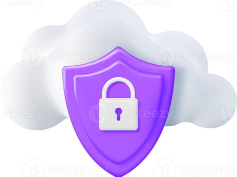 D White Cloud With Locked Padlock Png