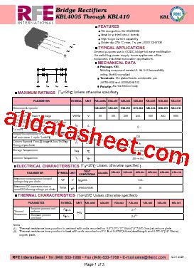 Kbl Datasheet Pdf Rfe International