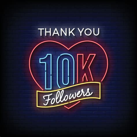 Neon Sign Thank You Followers With Brick Wall Background Vector