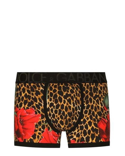 Dolce And Gabbana Cotton Leopard Flower Print Two Way Stretch Boxers In