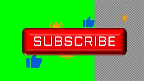 Subscribe button green screen with sound | Transparent background ...