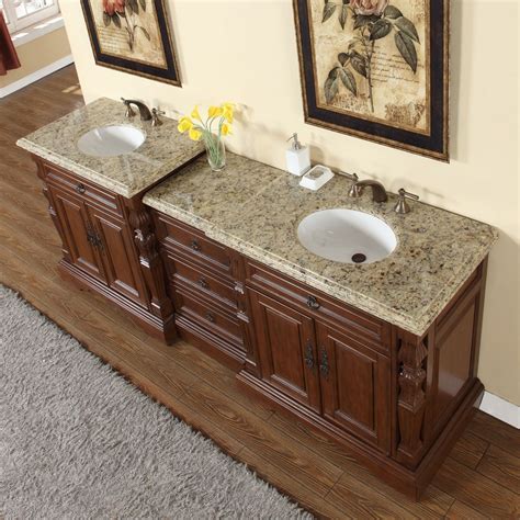 Shop Silkroad Exclusive 90 Inch Venetian Gold Granite Stone Top Bathroom Double Sink Modular