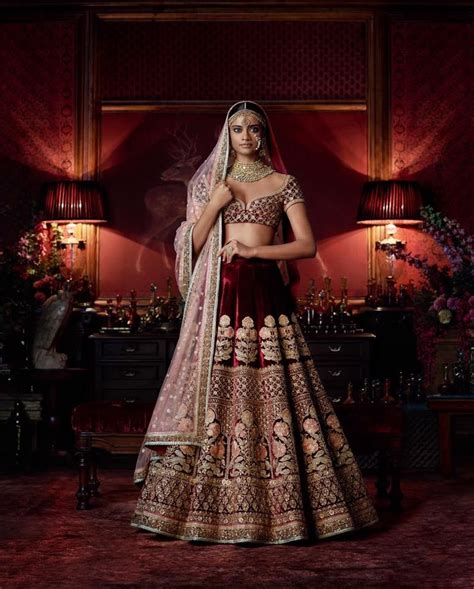 Photo of Maroon velvet sabyasachi bridal lehenga