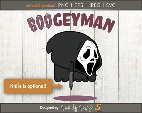 Boogeyman Cute Ghost in Scream Mask SVG Cartoon Ghost Print - Etsy