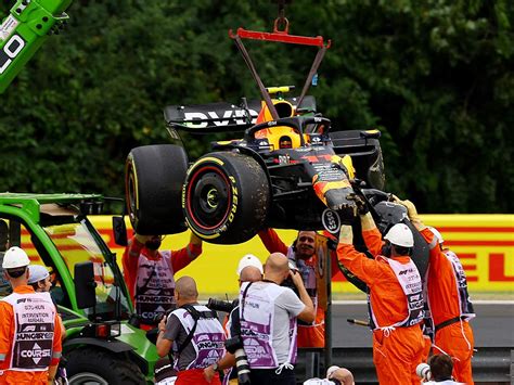 FOTOS Así quedó el auto de Checo Pérez tras accidente en GP de Hungría