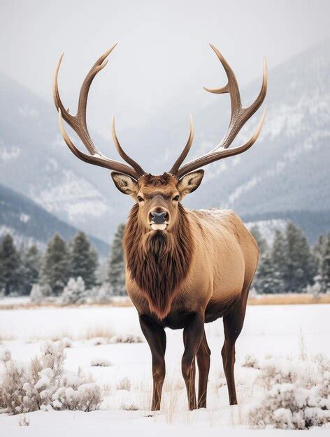 Premium Photo | Elk in Winter Snow