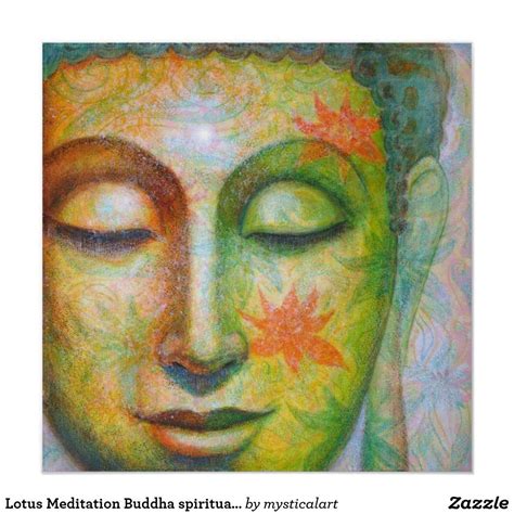 Lotus Meditation Buddha Spiritual Art Poster Print Zazzle Buddha