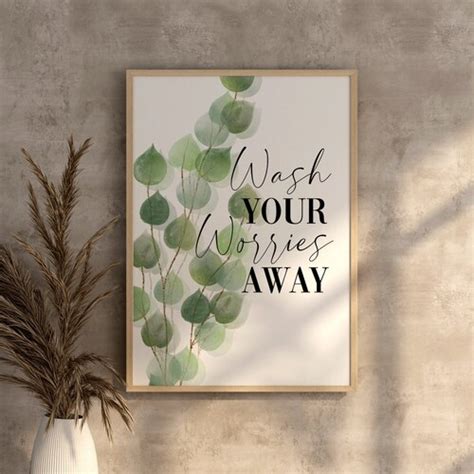 Bathroom Wash Your Worries Away Wall Art Sticker Modern Etsy