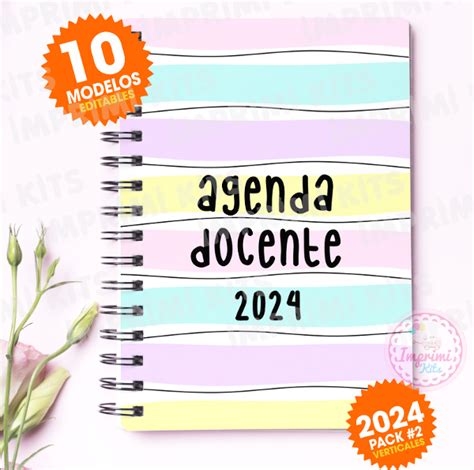 Agenda Docente 2024 15 Modelos Imprimibles Editables Muestras Nbkomputer