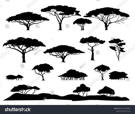 Set Plants African Savannah Landscape Silhouette Stock Vector (Royalty ...