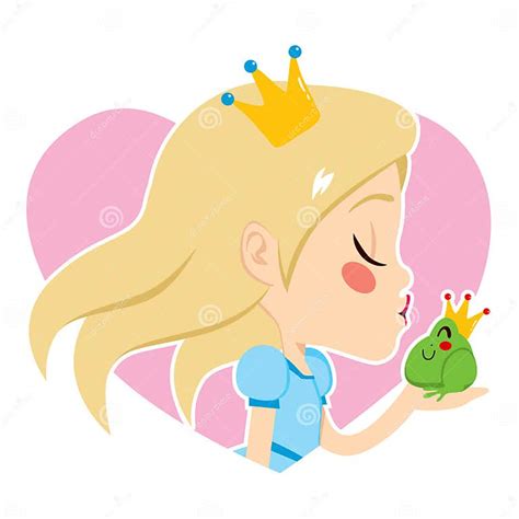 Blonde Princess Kissing Frog Stock Vector Illustration Of Holding