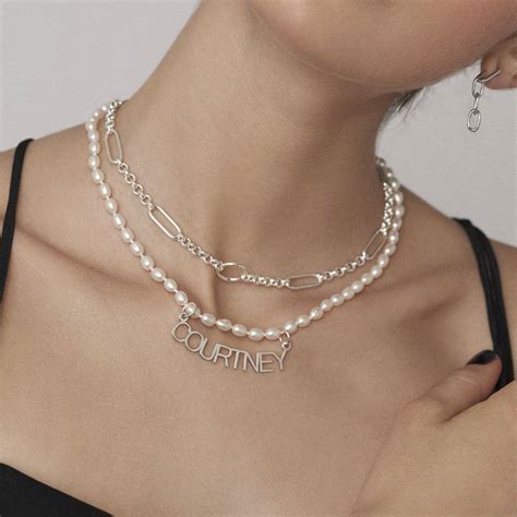 Lola Pearl Name Necklace Silver Mynamenecklace