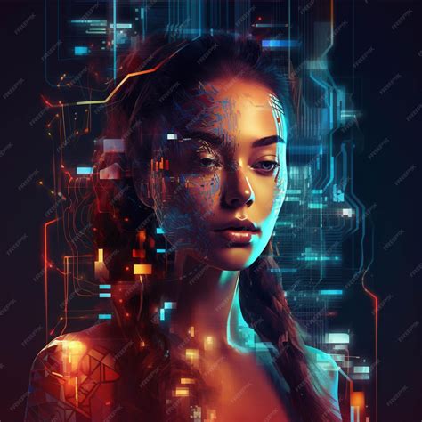 Premium Ai Image Futuristic Cyber Woman Digital Art Portrait Of