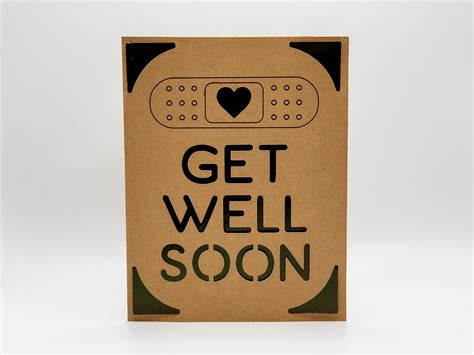 Get Well Soon Card With Bandage And Heart Svg Cut File Cricut Etsy