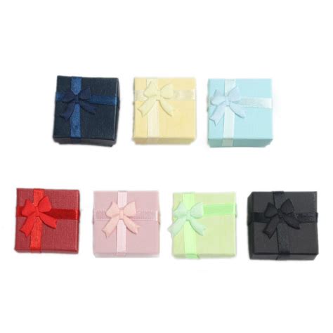 Doreenbeads Paper Jewelry Gift Boxes Squareep Bowknot Pattern