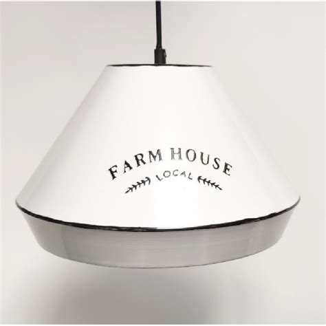 Landelijke hanglamp farm house wit met zwart Ø32 cm Lampenshop Hilversum