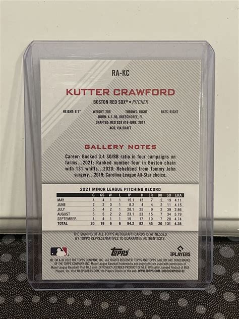 2022 Topps Gallery Rookie Autographs RA KC Kutter Crawford AU RC