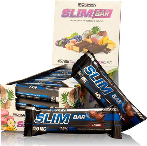 Батончик энергетический Ironman "Slim Bar", с L-карнитином, кокос ...