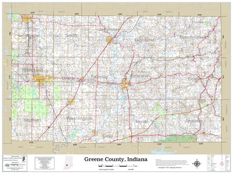 Greene County Indiana 2021 Wall Map | Mapping Solutions