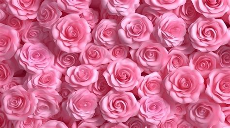 3d Rendering Of A Luxuriant Pink Rose Flower Wall Background, Rose ...