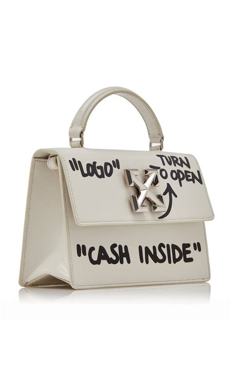 Off White C O Virgil Abloh Leather Jitney Cash Inside Bag In White Lyst