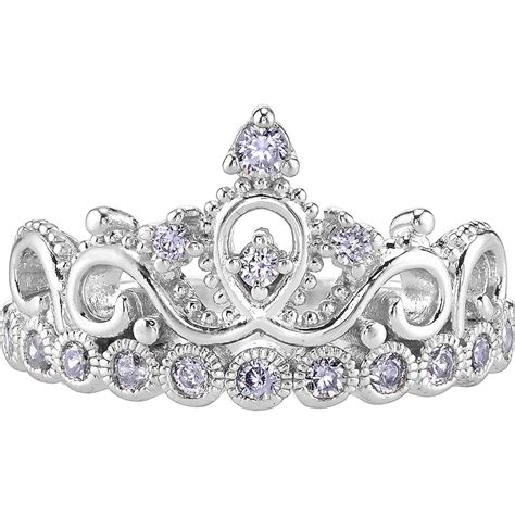 Rhodium-plated 925 Sterling Silver Princess Crown Ring in 2022 | Crown ...