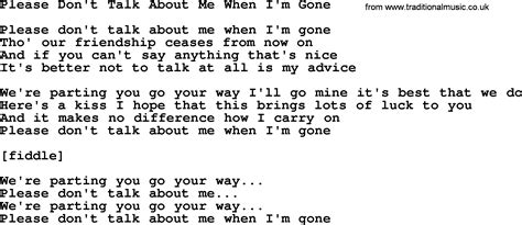 Willie Nelson Song Please Dont Talk About Me When Im Gone Lyrics