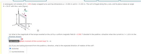 Solved A Rectangular Coil Consists Of N Closely Chegg