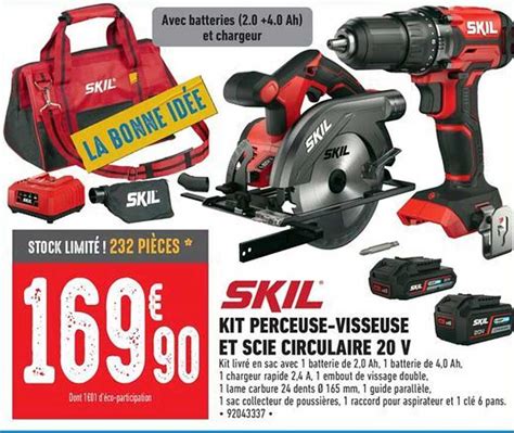 Promo Kit Perceuse Visseuse Et Scie Circulaire 20 V Skil Chez Brico