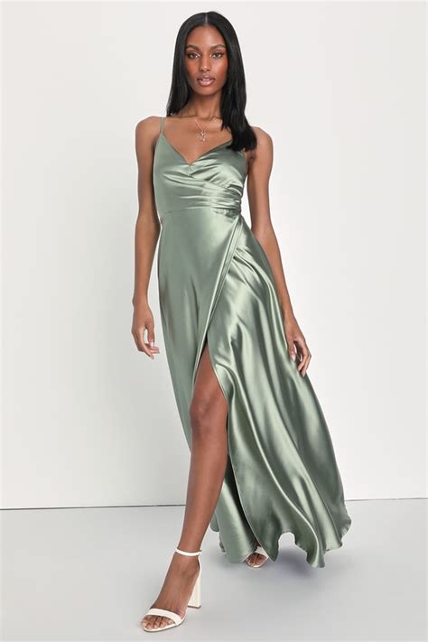 Sage Green Maxi Dress Sage Bridesmaid Dress Faux Wrap Dress Lulus