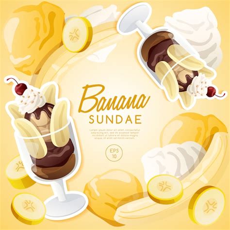 Premium Vector Ice Cream Sundae Set Chocolate Banana Sundae