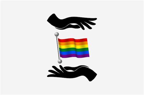 Hände Halten Pride Flaggen Lgbt Regenbogen Logo Symbolvektor