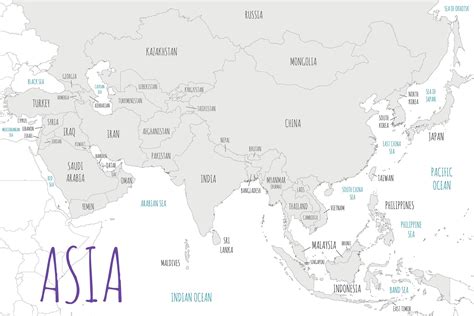 Political Asia Map vector illustration isolated in white background ...