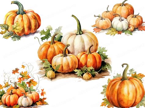 Watercolor Pumpkin Clipart, Pumpkin Patch Clipart, Pumpkins Pngs, Fall Clipart, Autumn Clipart ...