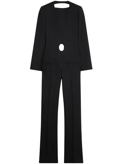 Courrèges open back Virgin Wool Jumpsuit Black FARFETCH