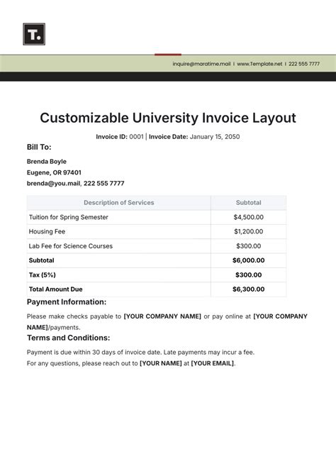 Free University Invoice Templates Edit Online And Download