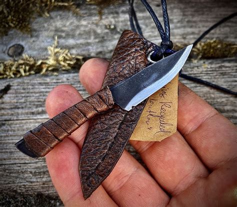 Ręcznie Zrobiony Nóż Na Szyję Custom Neck Knife Naszyjnik EDC Słupsk