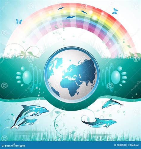 Eco Blue Earth stock vector. Illustration of dolphin - 18885334