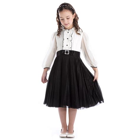 Lesy - Girls Black & White Dress | Childrensalon Outlet